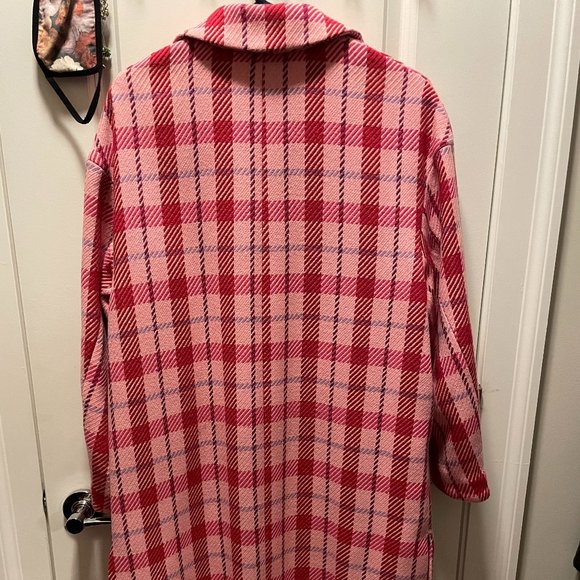 TOPSHOP Suzy Check Plaid Pink Side Split Jacket - Picture 6 of 10